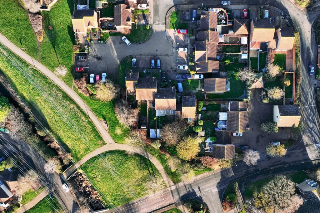 Drone photography - overhead housing shot